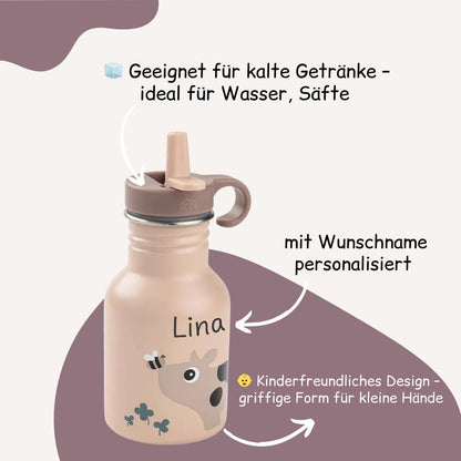 Edelstahl Trinkflasche für Kinder mit Namen