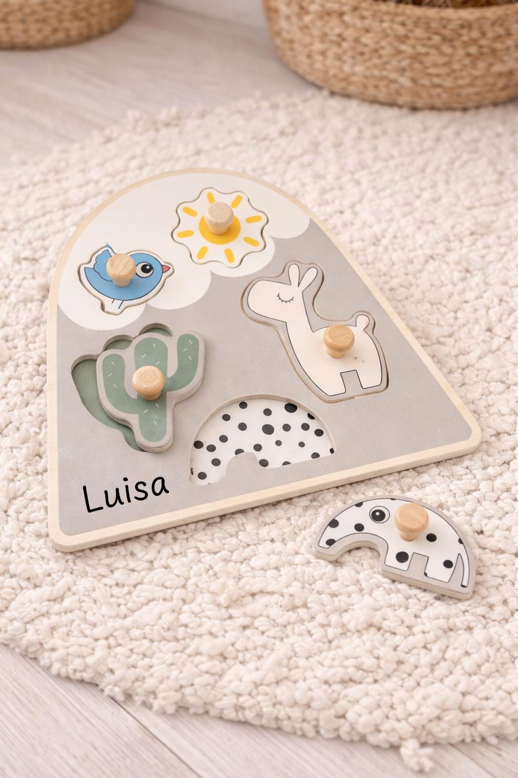 Holz Steckpuzzle Lama