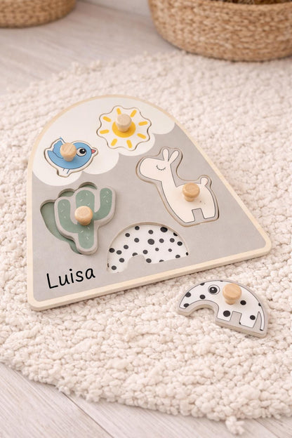 Holz Steckpuzzle Lama