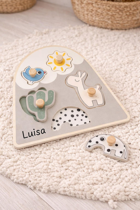 Holz Steckpuzzle Lama