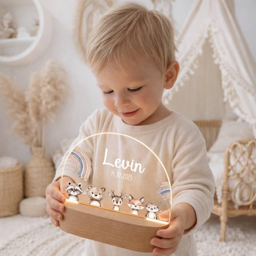 Nachtlicht Kinder - Regenbogen mit Tieren