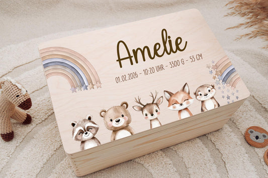 Erinnerungskiste - Regenbogen mit Tieren