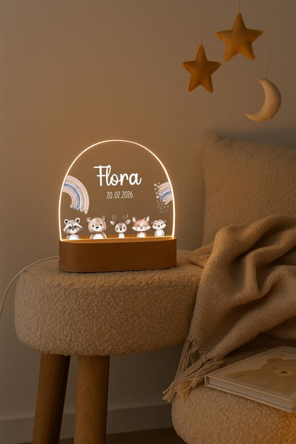 Nachtlicht Kinder - Regenbogen mit Tieren