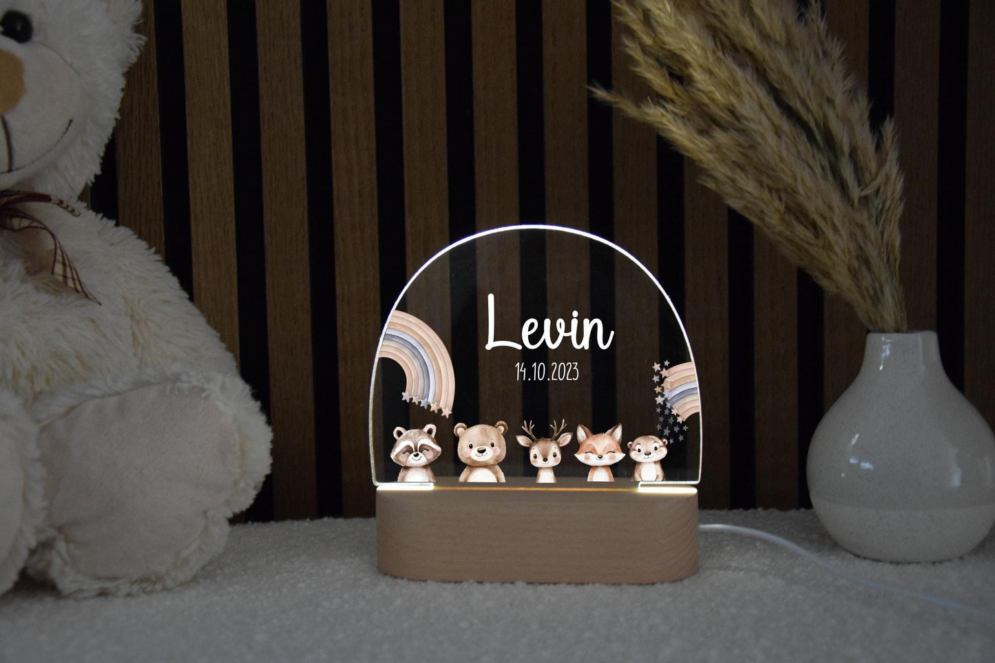Nachtlicht Kinder - Regenbogen mit Tieren