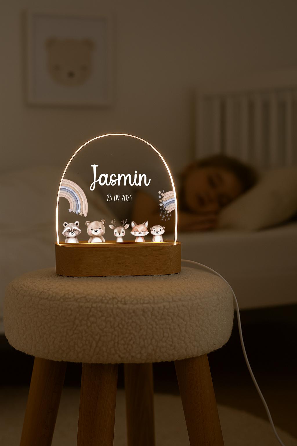 Nachtlicht Kinder - Regenbogen mit Tieren