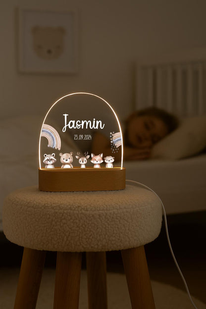 Nachtlicht Kinder - Regenbogen mit Tieren