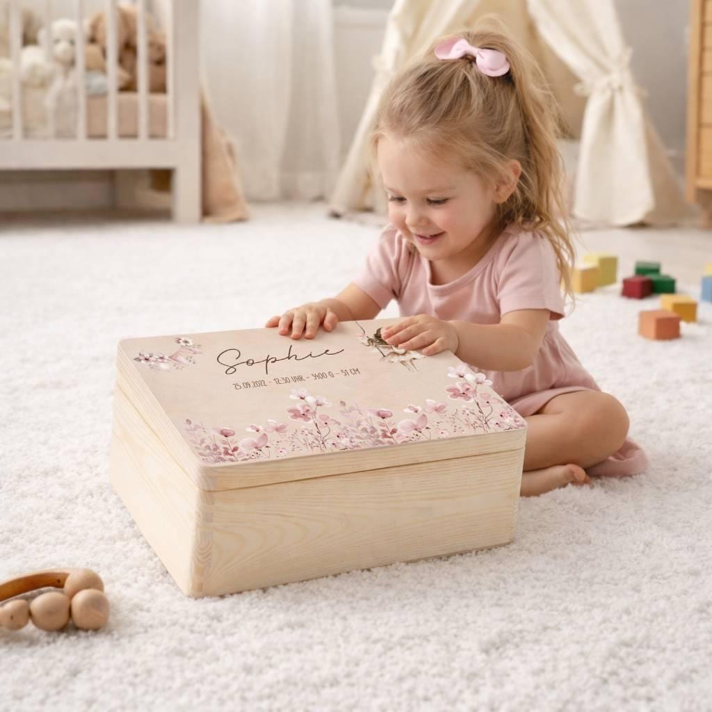 Erinnerungskiste Baby personalisiert | Erinnerungsbox Holz mit Name | Babygeschenk Geburt | Taufgeschenk | Holzkiste Baby | Geschenk Taufe