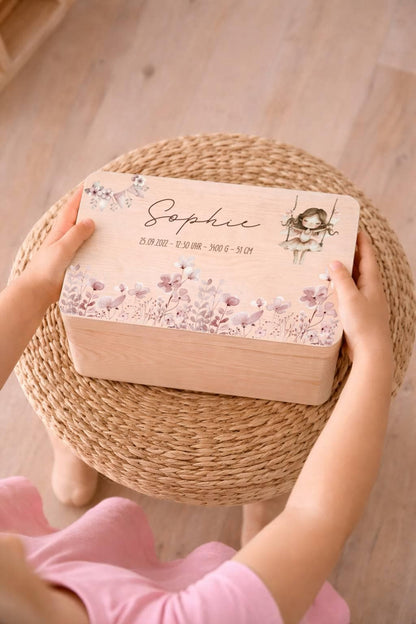 Erinnerungskiste Baby personalisiert | Erinnerungsbox Holz mit Name | Babygeschenk Geburt | Taufgeschenk | Holzkiste Baby | Geschenk Taufe