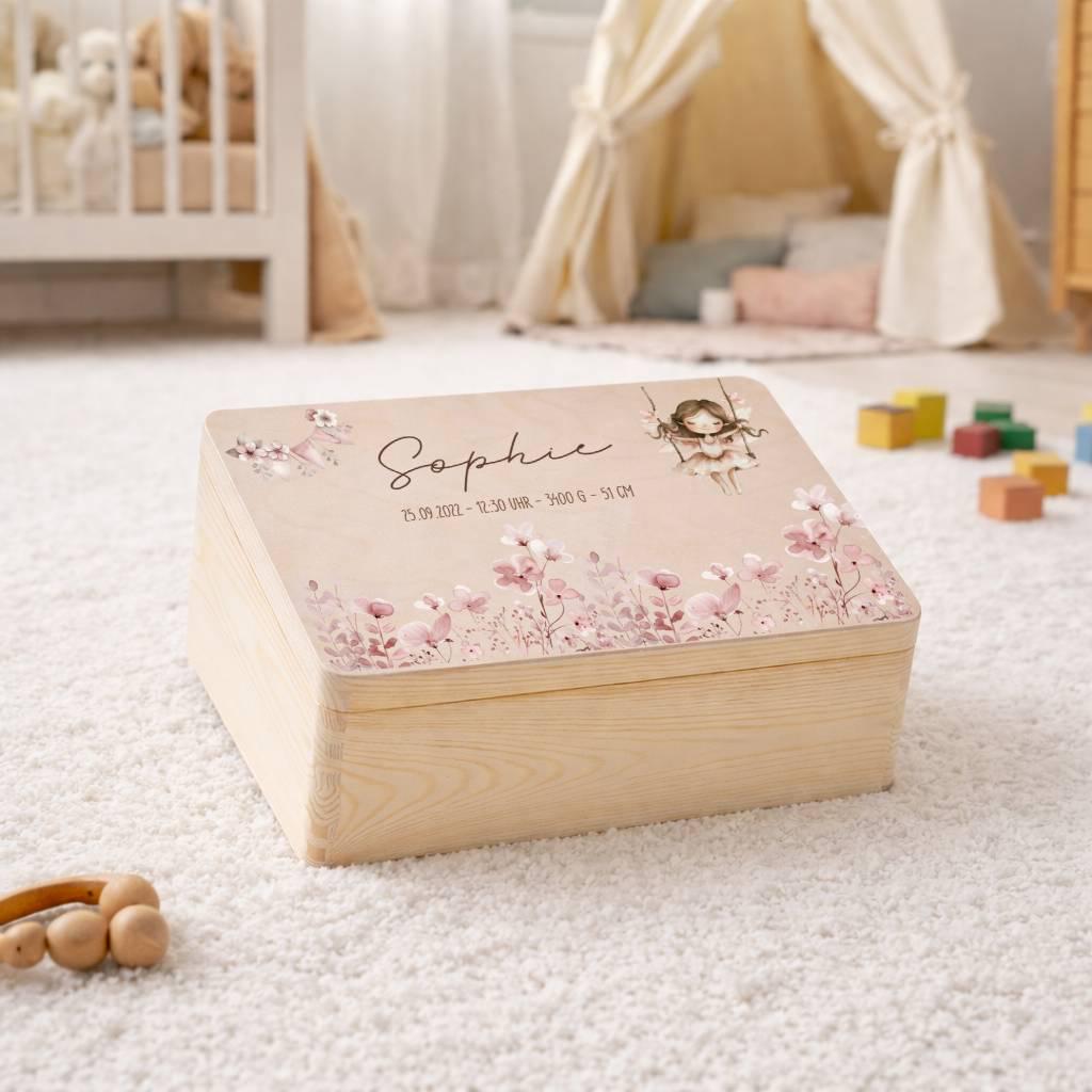 Erinnerungskiste Baby personalisiert | Erinnerungsbox Holz mit Name | Babygeschenk Geburt | Taufgeschenk | Holzkiste Baby | Geschenk Taufe