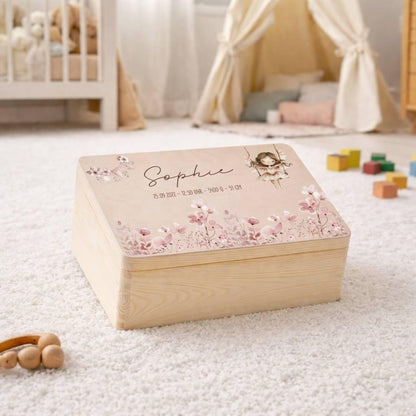 Erinnerungskiste Baby personalisiert | Erinnerungsbox Holz mit Name | Babygeschenk Geburt | Taufgeschenk | Holzkiste Baby | Geschenk Taufe
