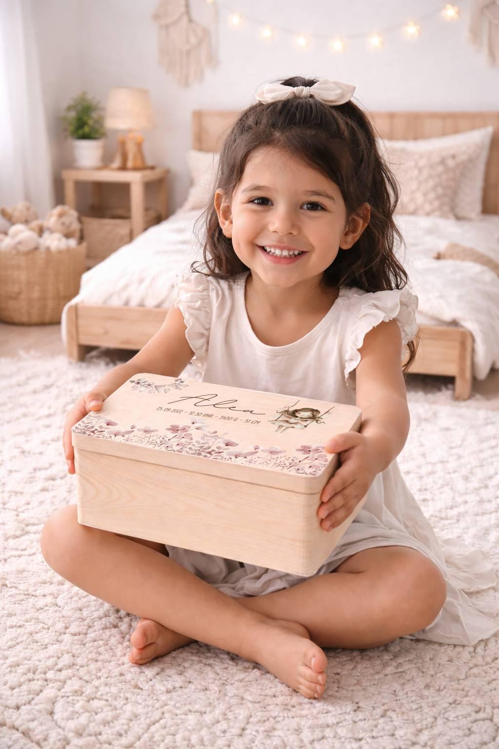Erinnerungskiste Baby personalisiert | Erinnerungsbox Holz mit Name | Babygeschenk Geburt | Taufgeschenk | Holzkiste Baby | Geschenk Taufe
