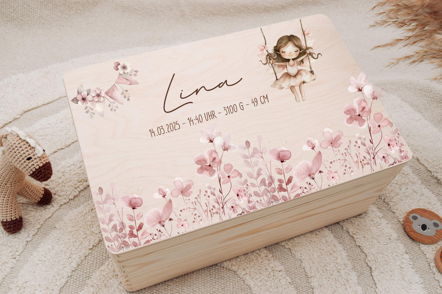 Erinnerungskiste Baby personalisiert | Erinnerungsbox Holz mit Name | Babygeschenk Geburt | Taufgeschenk | Holzkiste Baby | Geschenk Taufe