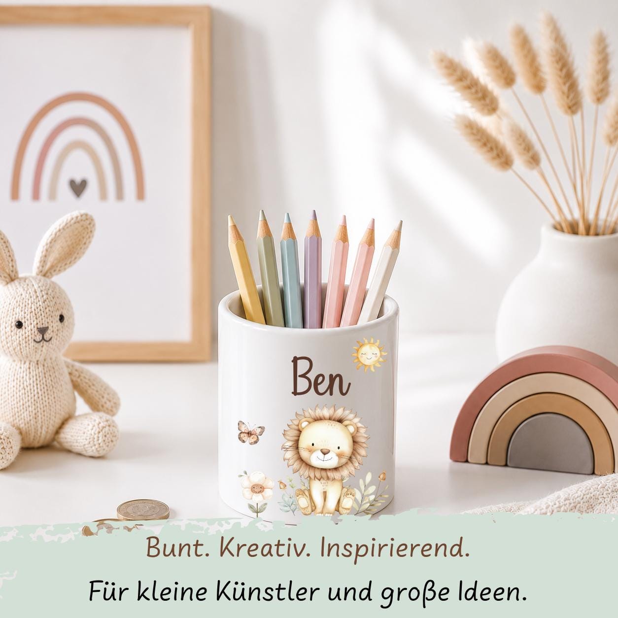 Spardose personalisiert mit Namen | Kinder Spardose Keramik | Zahnputzbecher Kinder | Stiftehalter | Baby Geschenk