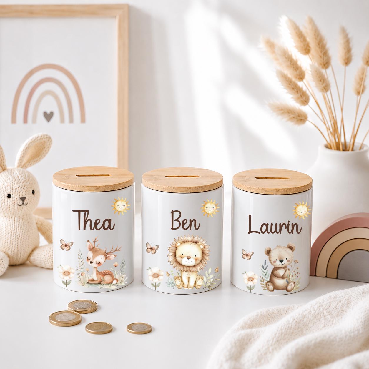 Spardose personalisiert mit Namen | Kinder Spardose Keramik | Zahnputzbecher Kinder | Stiftehalter | Baby Geschenk