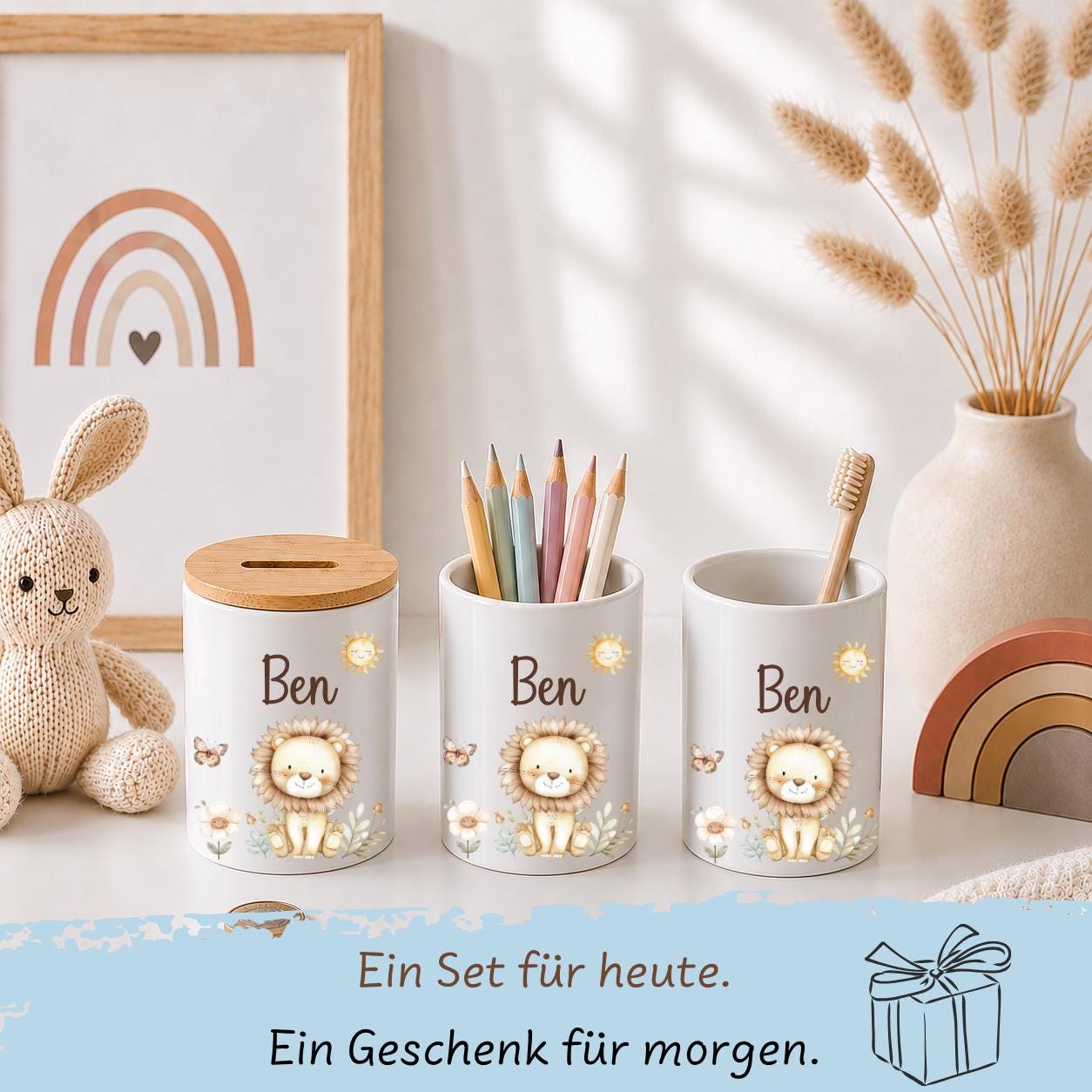 Spardose personalisiert mit Namen | Kinder Spardose Keramik | Zahnputzbecher Kinder | Stiftehalter | Baby Geschenk