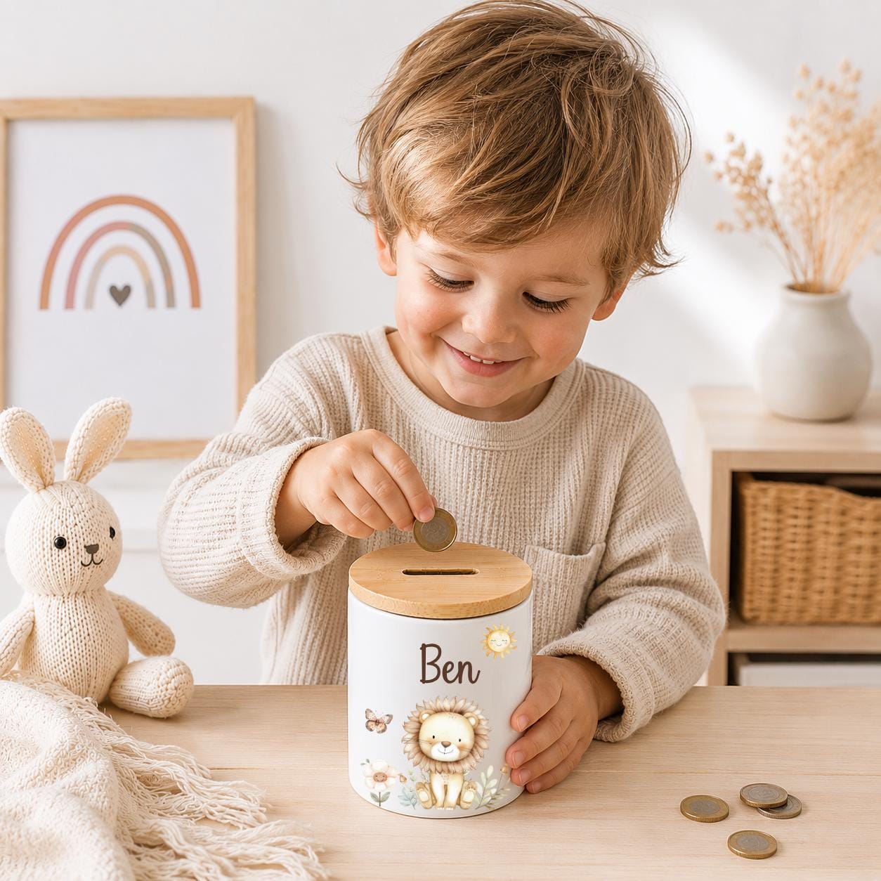 Spardose personalisiert mit Namen | Kinder Spardose Keramik | Zahnputzbecher Kinder | Stiftehalter | Baby Geschenk