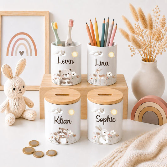 Keramik Spardose mit versch. Tiermotiven