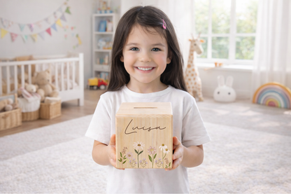 Spardose mit Blumenwiese