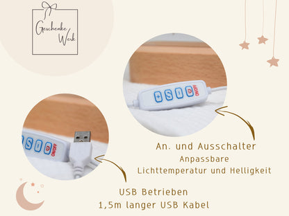 Nachtlicht Taufe mit Zitat