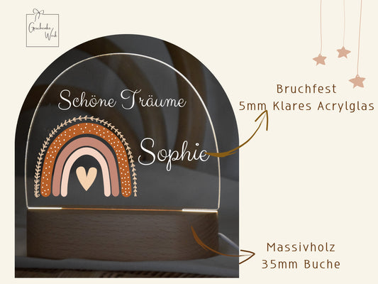 Nachtlicht mit Regenbogen und Herzsymbol