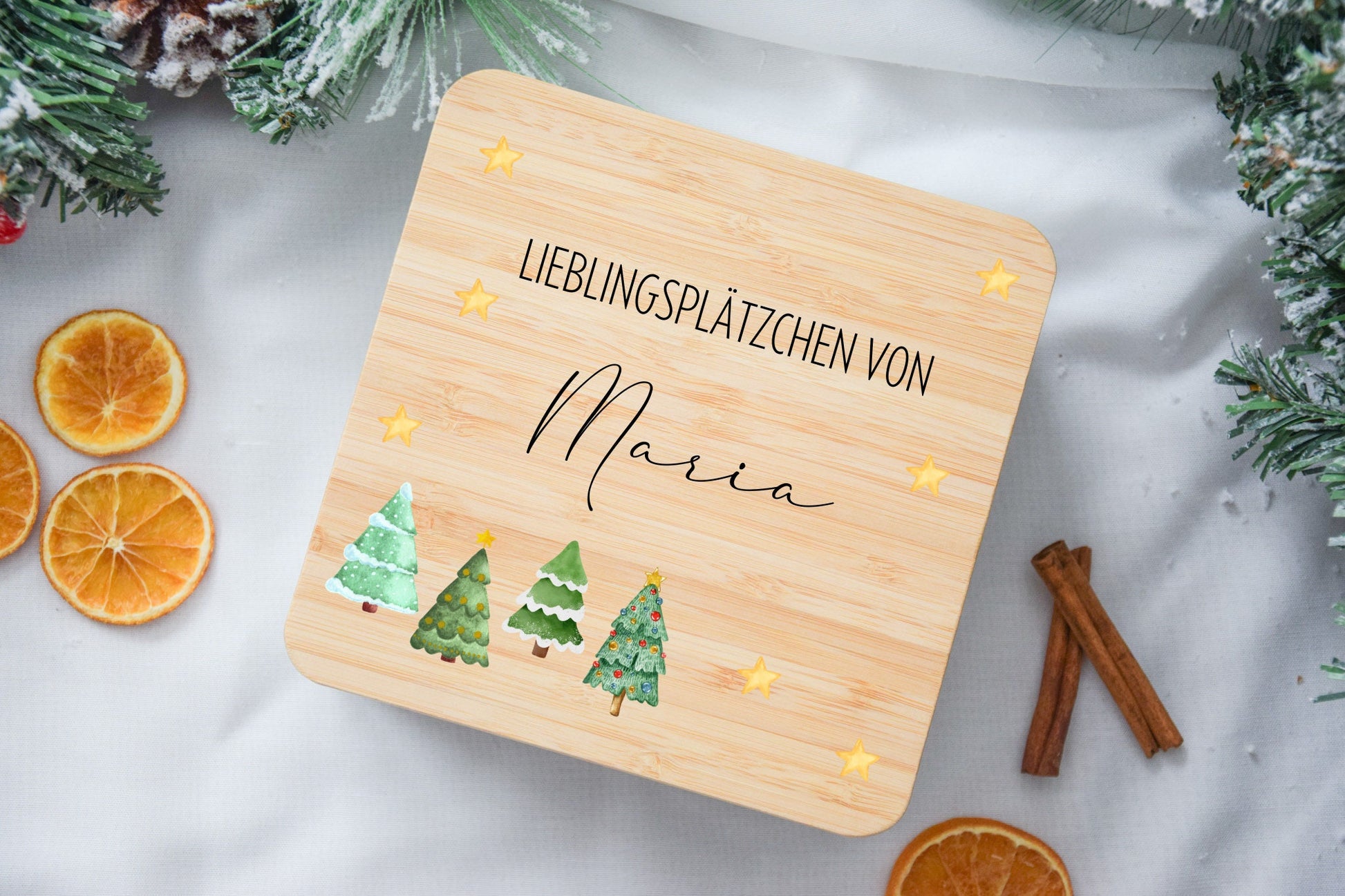 Keksdosen für Weihnachtsplätzchen mit Tannenbaum-Motiv