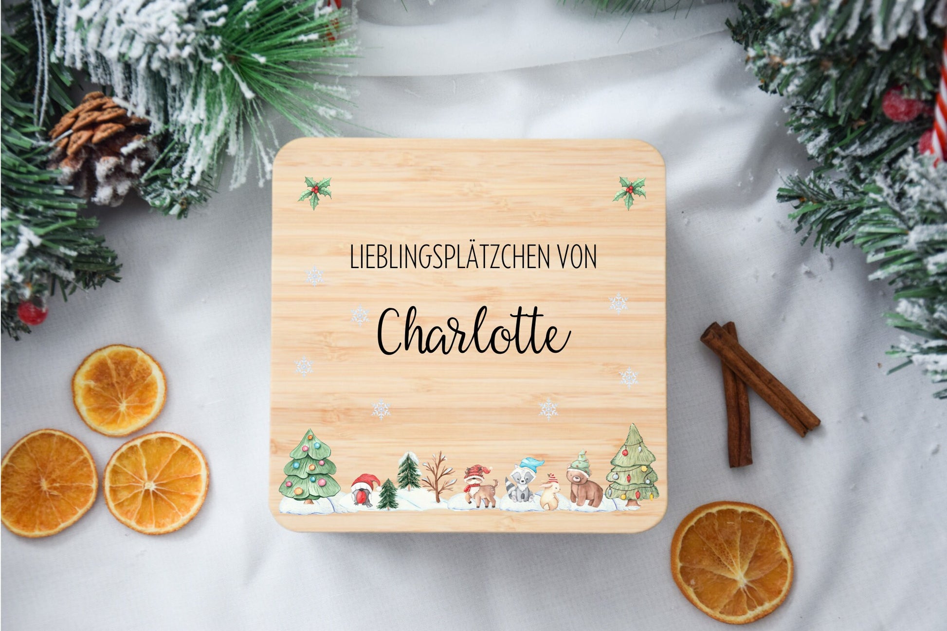 Keksdosen für Weihnachtsplätzchen mit Weihnachtsdorf-Motiv