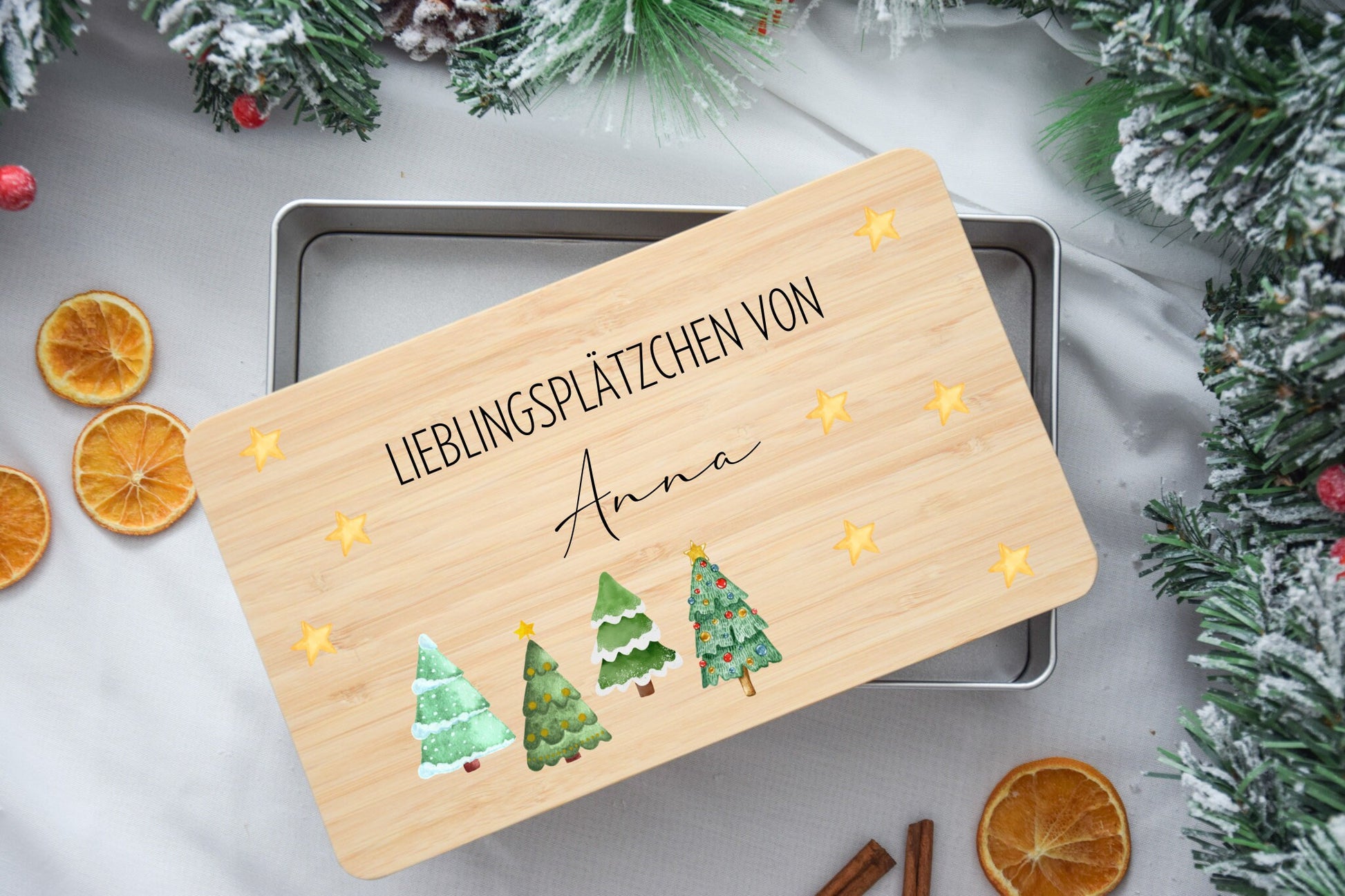 Keksdosen für Weihnachtsplätzchen mit Tannenbaum-Motiv