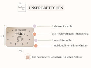 Frühstücksbrett Tiertmotiv Weihnachten, Sternflocken und Tannenbäume