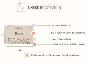 Personalisiertes Frühstücksbrett aus Holz mit Gravur | Baby- und Kinder-Geschenk Frühstücksbrettchen