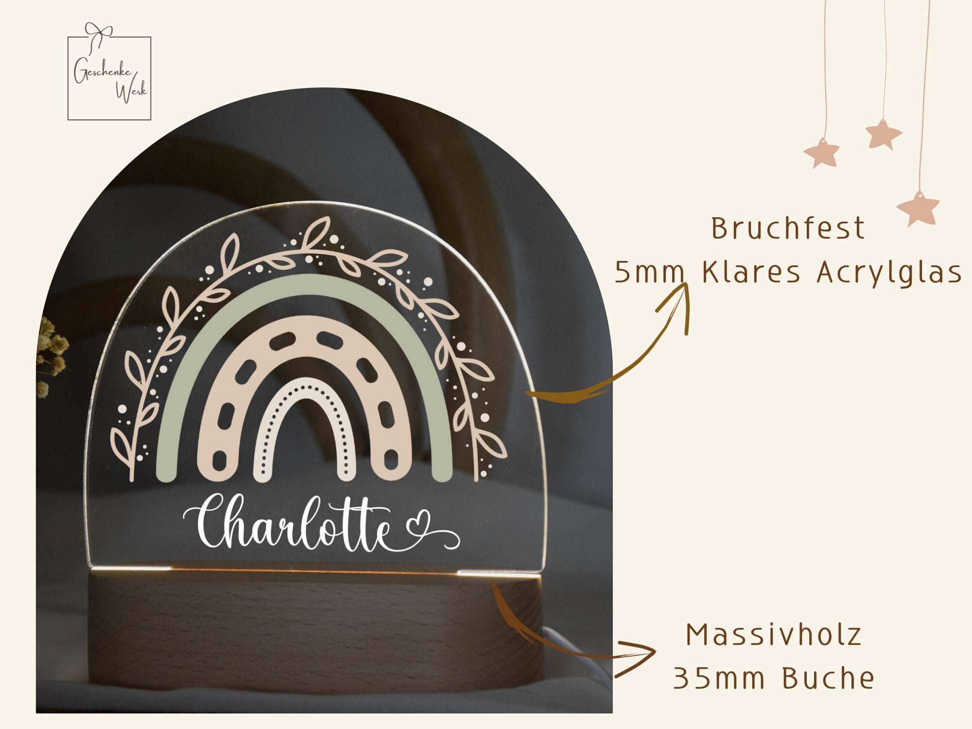 Nachtlicht Regenbogen und Kranz