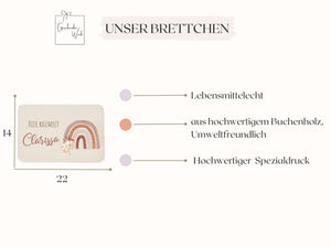 Frühstücksbrett mit Regenbogen Blumen