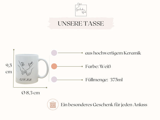 Keramiktasse mit Liebeshände