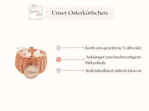 Osterkörbchen mit Holzanhänger - Kranz