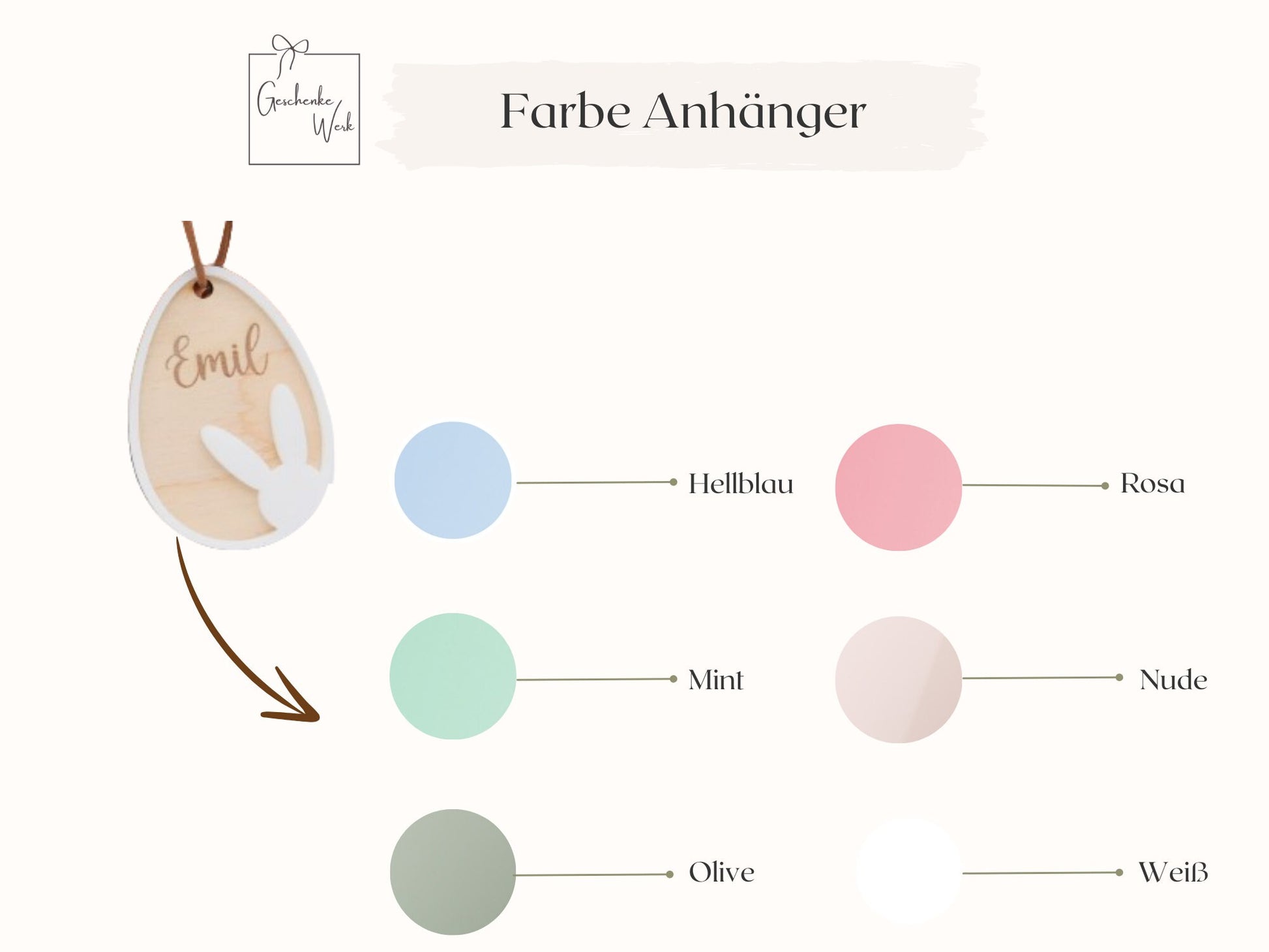 Osterkörbchen mit 3D Holzanhänger in Pastell-Farben