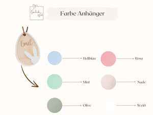 Osterkörbchen mit 3D Holzanhänger in Pastell-Farben
